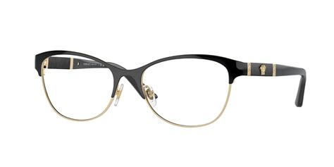 versace ve1233q 1366 black pale gold 53-17-140|Versace™ VE1233Q 1366 53 Black/Pale Gold Eyeglasses.